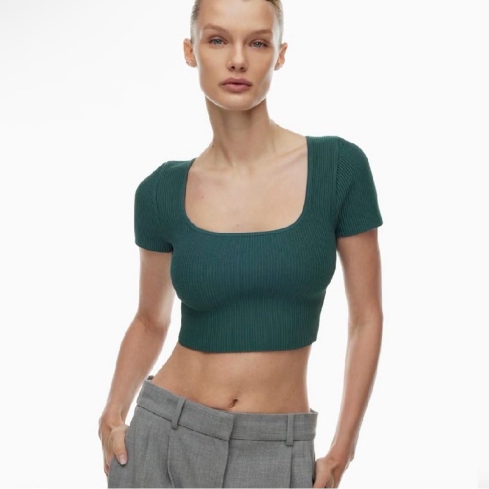 Aritzia Babaton Sculpt Knit Green Crop Top